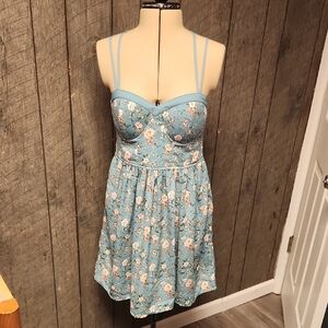 Xhilaration Light Blue Floral Mini Dress